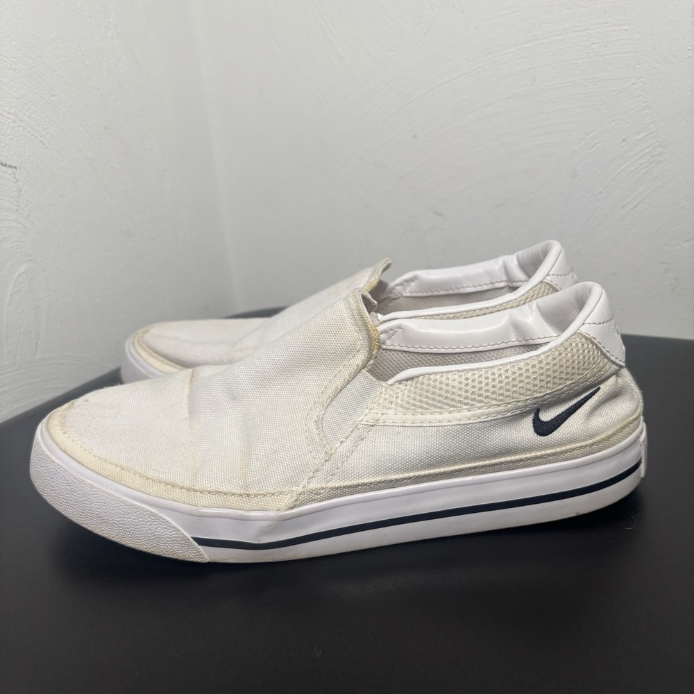 Nike Court Legacy White‎ Canvas Slip-On Shoes CW6540-100 Women's Size 7 Casual